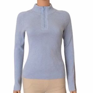 Vintage DKNY Jeans powder blue and gray zip top